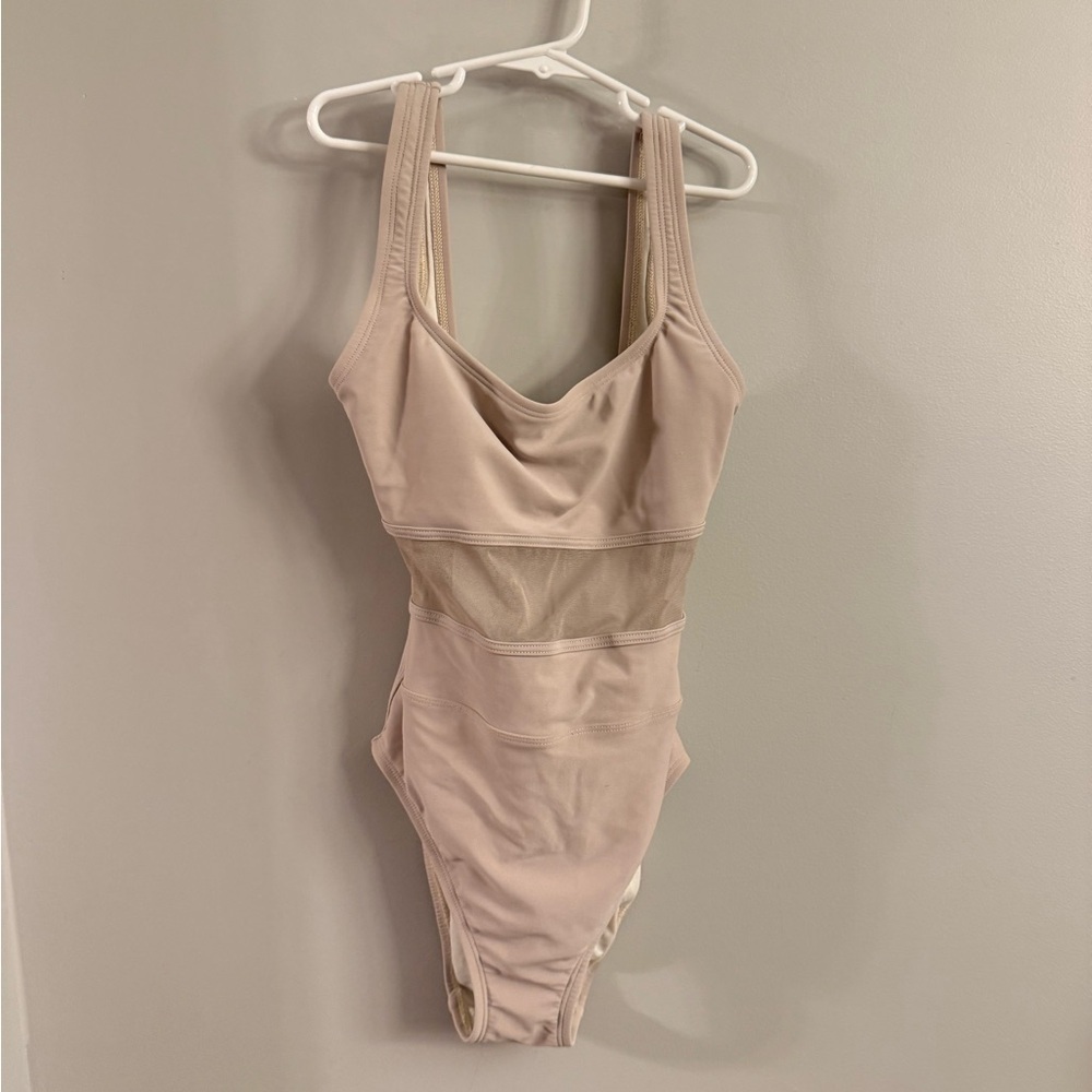 Anne Cole Collection Mesh Waist One-Piece Swimsuit – Nude/Beige